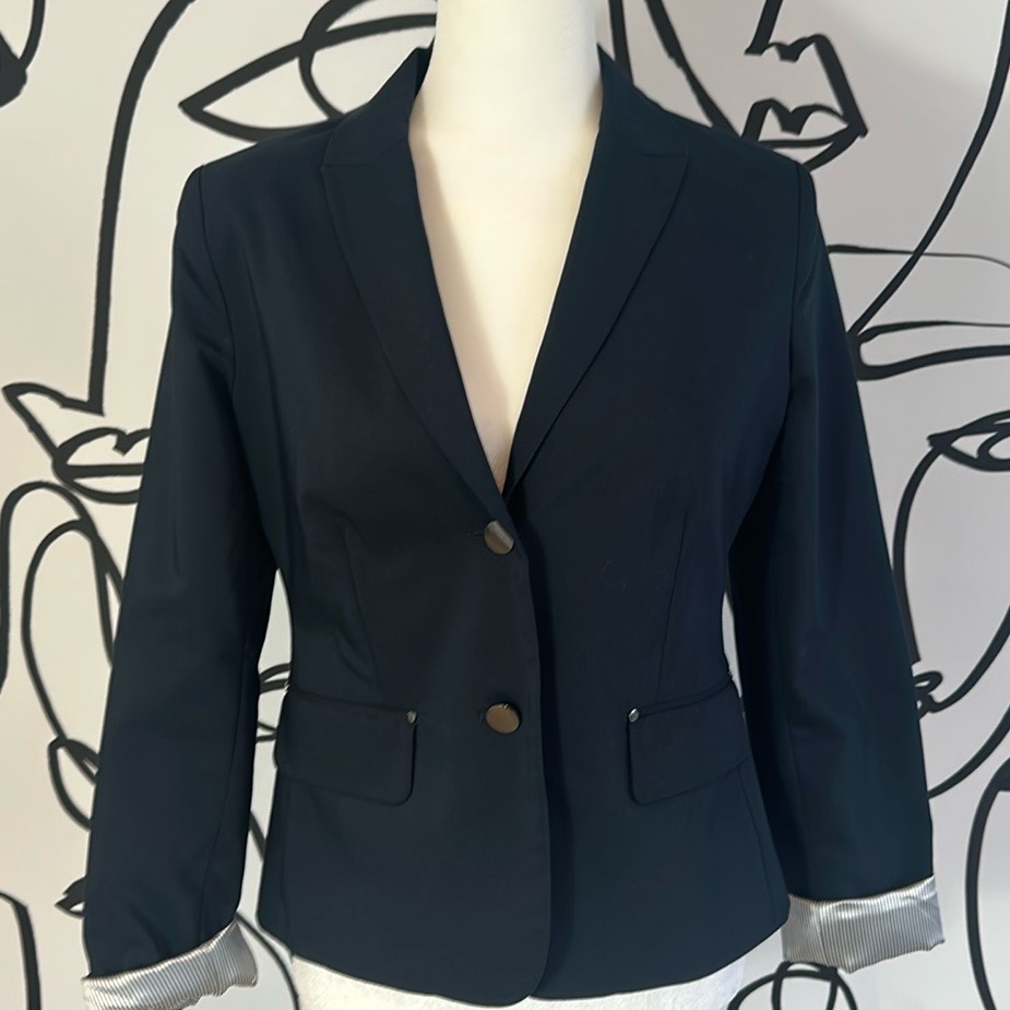 Harve Bernard By Bernard Holtzman Navy Blue Blazer